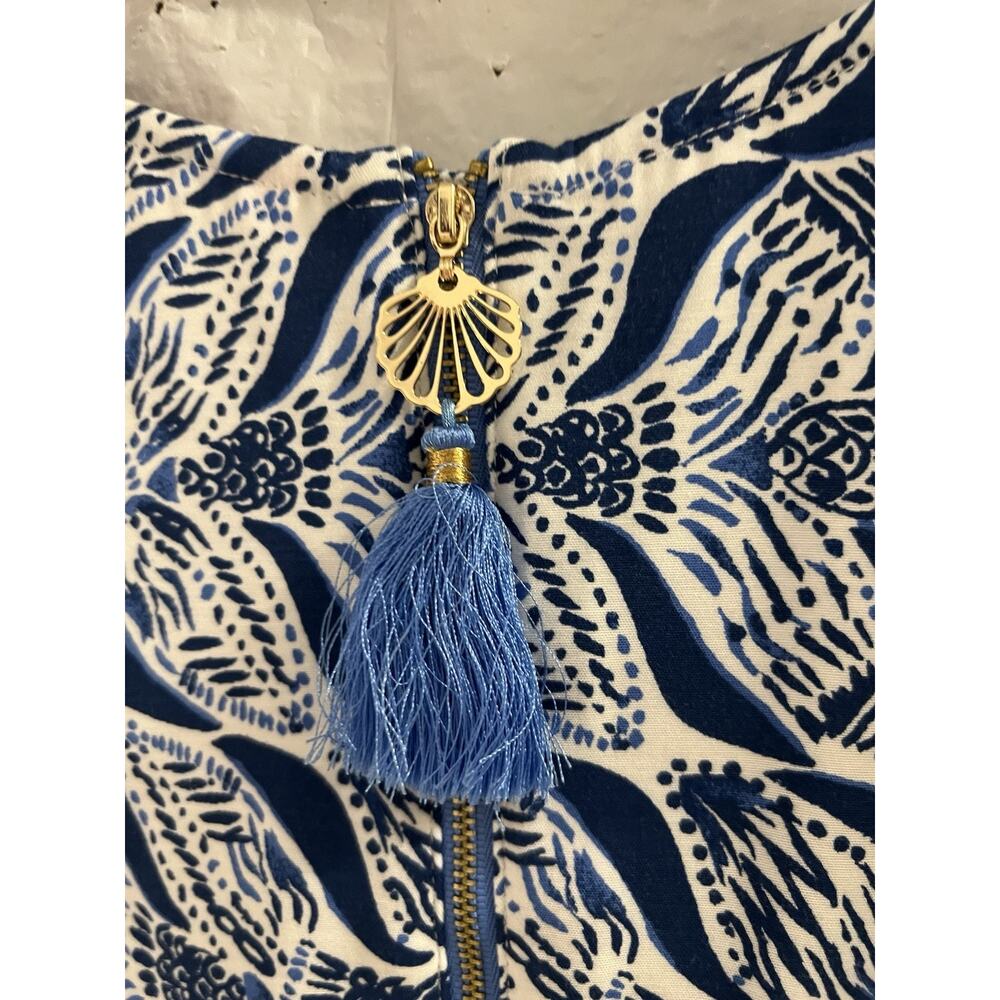 Lilly Pulitzer Kelby Shift Dress Sz 8 Sleeveless Pockets Blue White Mermaid Chic - Picture 9 of 9